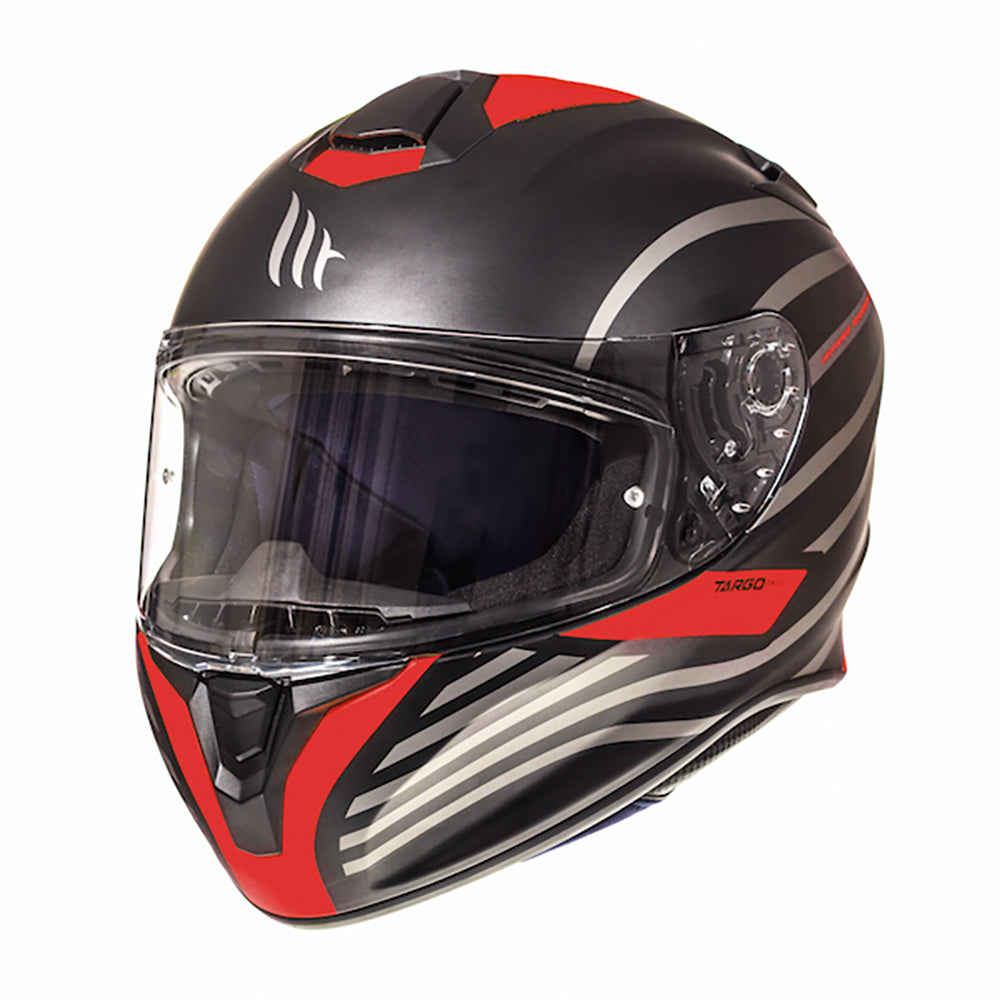 MT Targo Doppler Matt Black & Red Motorcycle Helmet - Size Small